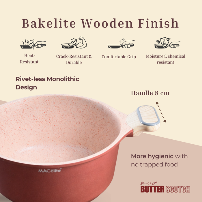 Butter Scotch Die Cast Non Stick Triumph Casserole With Glass Lid, Induction Base