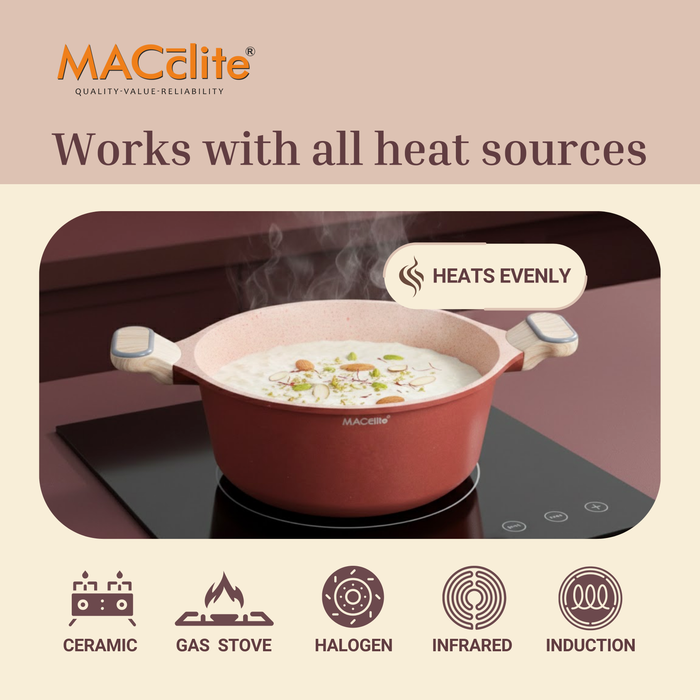 Butter Scotch Die Cast Non Stick Triumph Casserole With Glass Lid, Induction Base