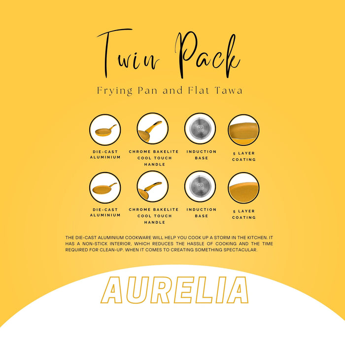Aurelia Non Stick Twin Pack, Set of 2 Pieces, Induction Base
