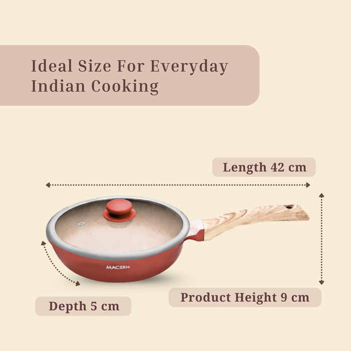 Butter Scotch Die Cast Non Stick Fry Pan with Glass Lid, Induction Base
