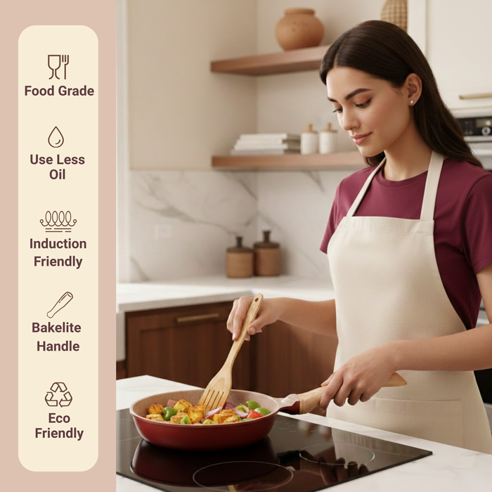 Butter Scotch Die Cast Non Stick Fry Pan with Glass Lid, Induction Base