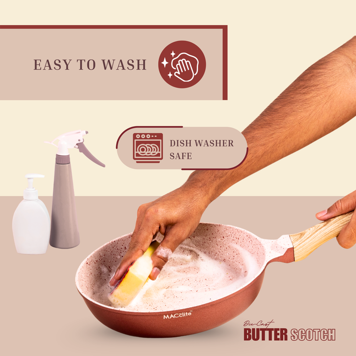 Butter Scotch Die Cast Non Stick Fry Pan with Glass Lid, Induction Base