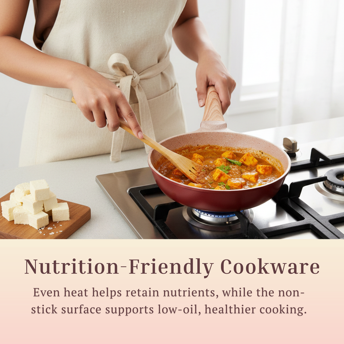 Butter Scotch Die Cast Non Stick Fry Pan with Glass Lid, Induction Base