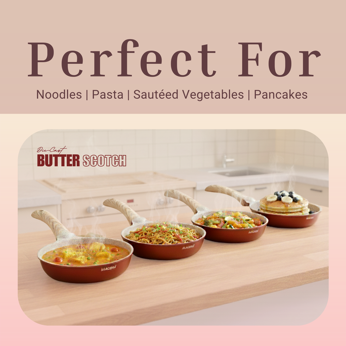 Butter Scotch Die Cast Non Stick Fry Pan with Glass Lid, Induction Base
