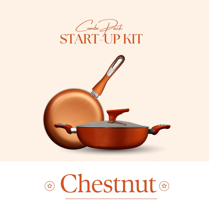 Chestnut Non Stick Start Up Kit, Set of 3 Pieces, Induction Base