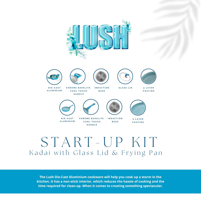Lush Non Stick Start Up Kit, Set of 3 Pieces, Induction Base