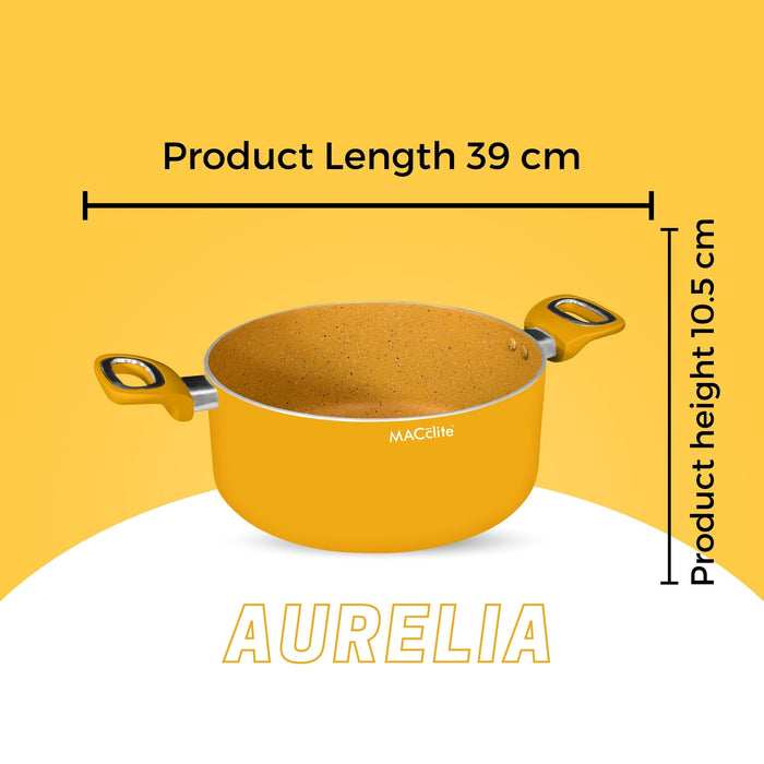 Aurelia Non Stick Casserole With Glass Lid, 24cm Dia, 4.5 Liters, Induction Base