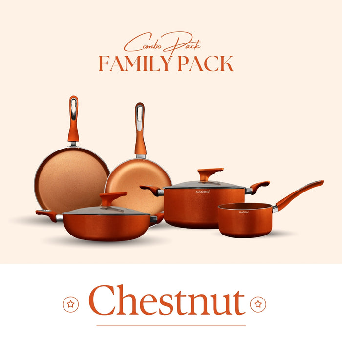 Chestnut Non Stick Family Pack, Set of 7 Pieces, Induction Base