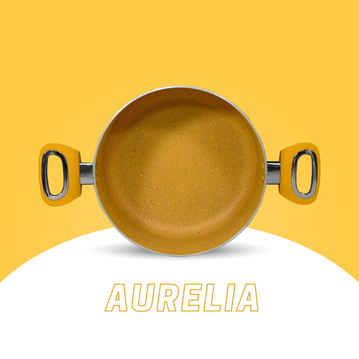 Aurelia Non Stick Casserole With Glass Lid, 24cm Dia, 4.5 Liters, Induction Base