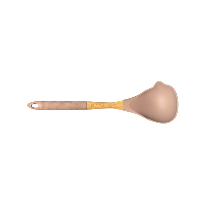 ButterScotch Silicone Kitchen Tool Set With Pentagon Wooden Stand 6 Pc Set (Stand, Skimmer, Spoon,Laddle,Turner, Slotted Turner)