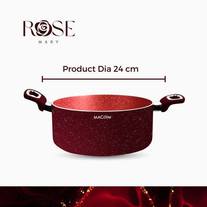 Rosemary Non Stick Casserole With Glass Lid, 24cm Dia, 4.5 Liters, Induction Base