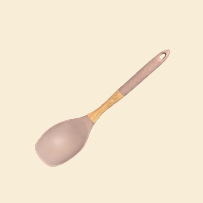 Butter Scotch Silicone Kitchen Tool Set With Alpine Wooden Stand 7 Pc Set (Stand, Skimmer, Spoon,Laddle,Turnner, Slotted Turner,Tong)
