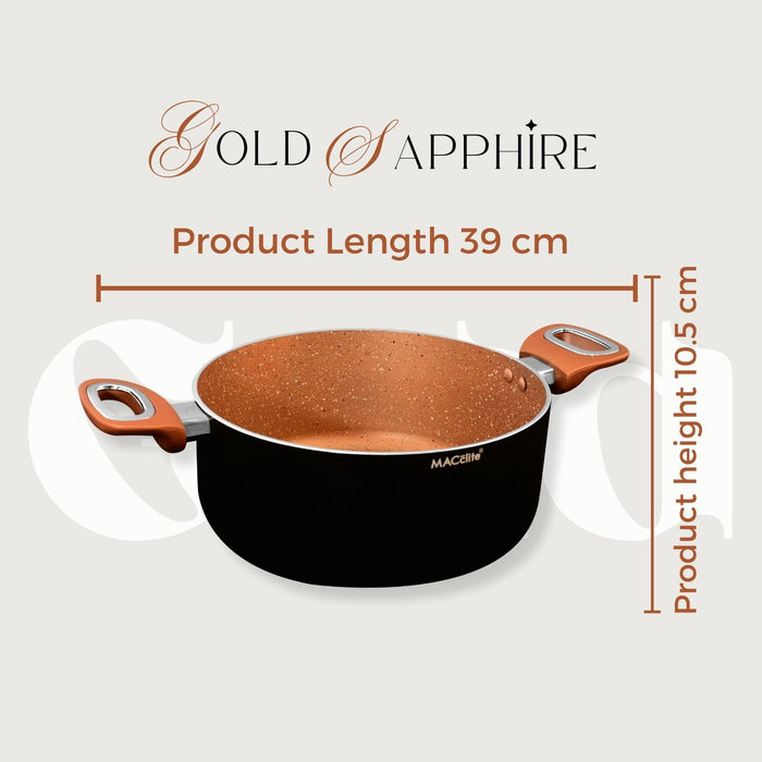 Gold Sapphire Non Stick Casserole With Glass Lid, 24cm Dia, 4.5 Liters, Induction Base