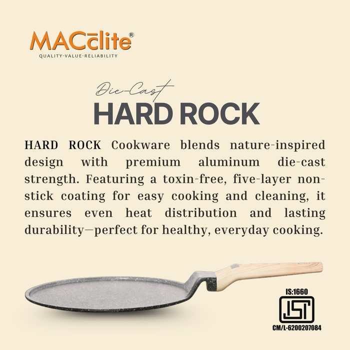Hard Rock Die Cast Non Stick Triumph Flat Tawa, Induction Base