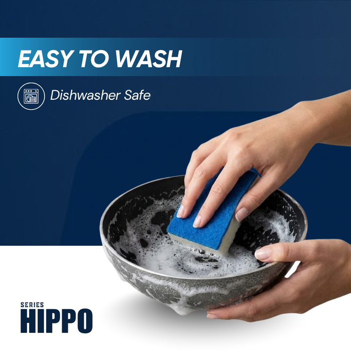 Hippo Reinforced Ceramic Non Stick Round Base Tasla With Lid 24 cm