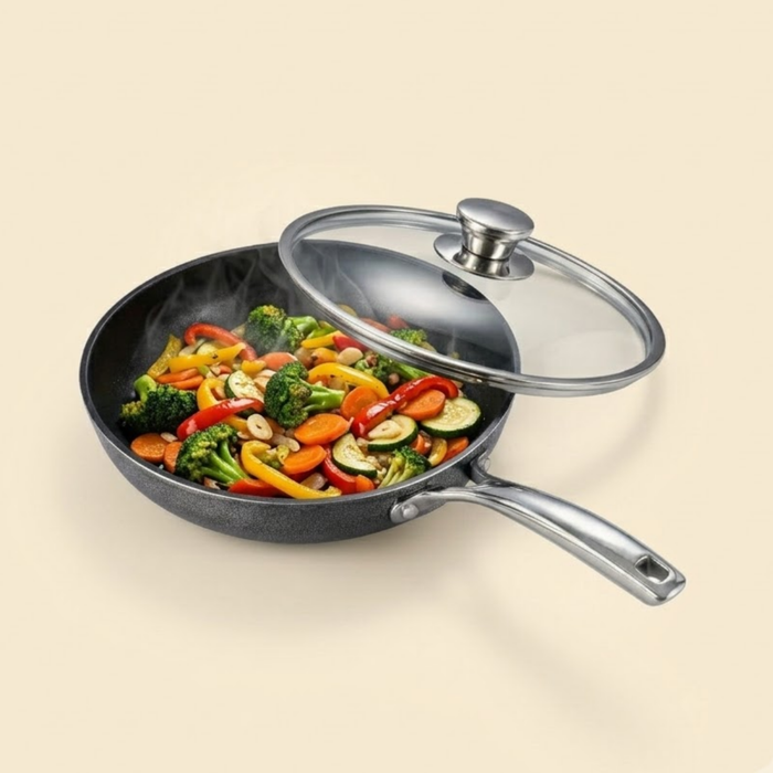 Hippo Reinforced Ceramic Non Stick Frying Pan With Lid 24 cm