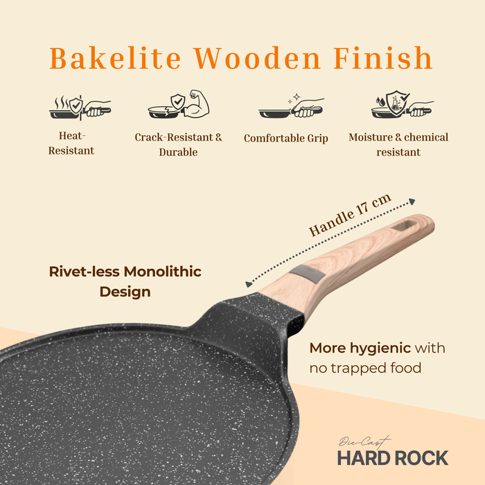 Hard Rock Die Cast Non Stick Triumph Flat Tawa, Induction Base
