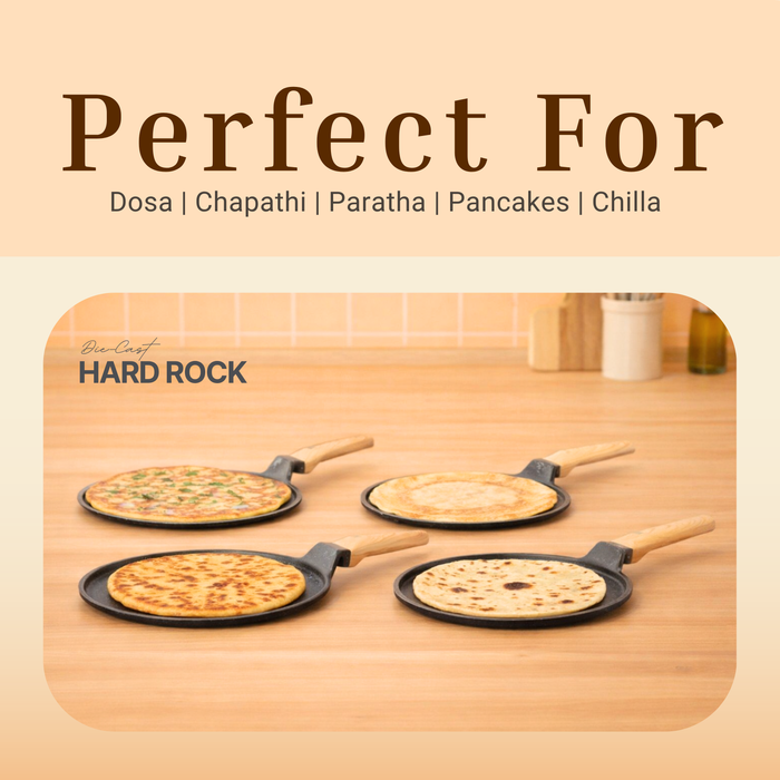 Hard Rock Die Cast Non Stick Triumph Flat Tawa, Induction Base