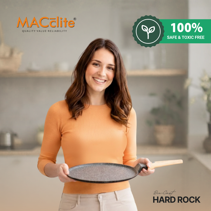 Hard Rock Die Cast Non Stick Triumph Flat Tawa, Induction Base