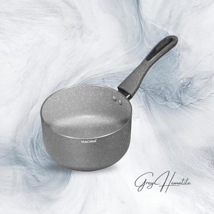 Grey Hematite Non Stick Sauce Pan, 18cm Dia, 2 Liters, Induction Base