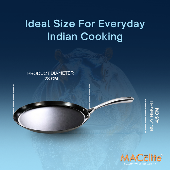 HIPPO Reinforced Ceramic Non Stick Flat Tawa 28 cm