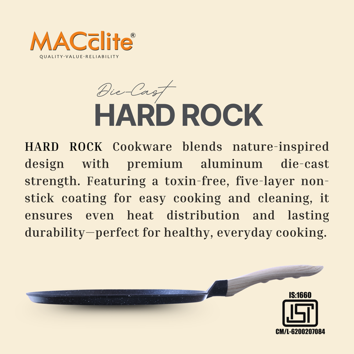 Hard Rock Die Cast Non Stick D'lite Tawa,  Induction Base