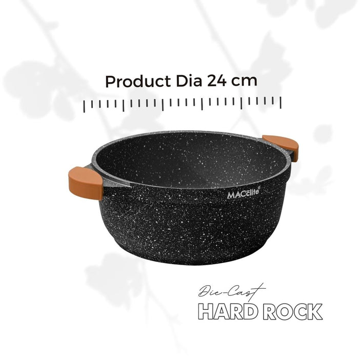 Hard Rock Die Cast Non Stick Casserole With Glass Lid 24cm Dia, 4.2 Liters, Induction Base