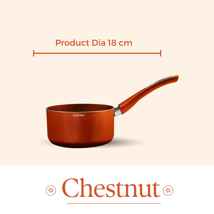 Chestnut Non Stick Sauce Pan, 18cm Dia, 2 Liters, Induction Base
