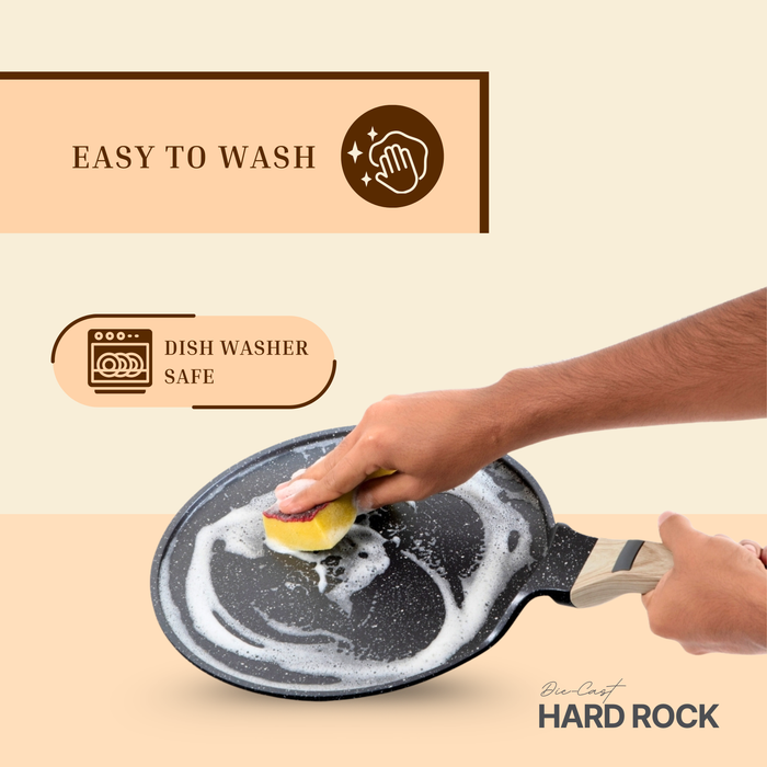 Hard Rock Die Cast Non Stick Triumph Flat Tawa, Induction Base