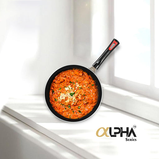 Alpha Non Stick Frying Pan with Glass Lid, 20cm Dia, 1.25 Liters, Induction Base - MACclite
