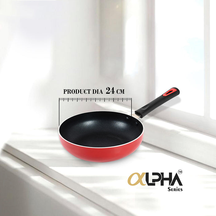 Alpha Non Stick Frying Pan with SS Lid, 24cm Dia, 1.7 Liters, Induction Base - MACclite