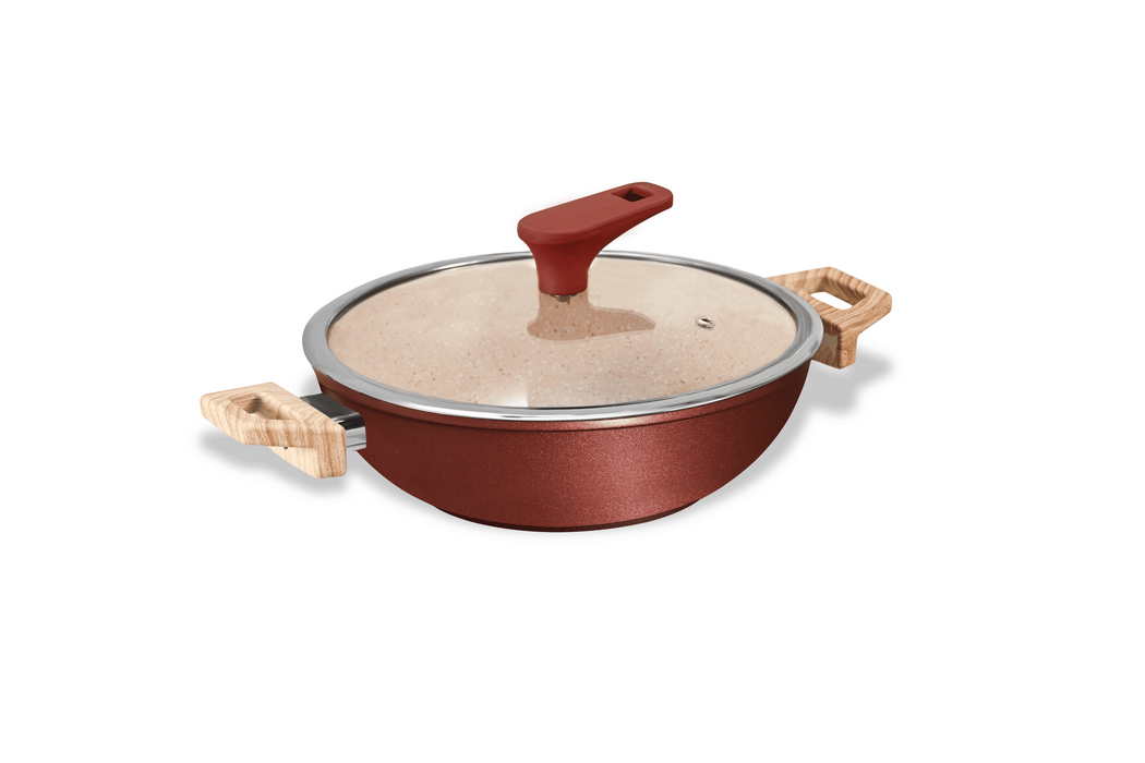 Butter Scotch Die Cast Non Stick Triumph Kadai With Glass Lid 30 cm Dia, 4.7  Liters.