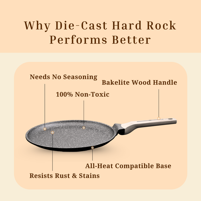 Hard Rock Die Cast Non Stick Triumph Tawa, Induction Base