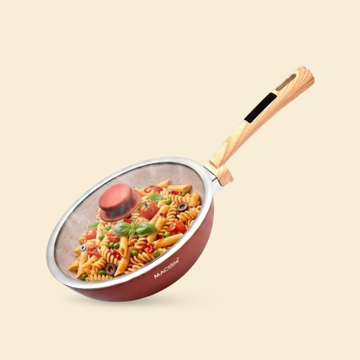 Butter Scotch Die Cast Non Stick Wok With Glass Lid, Induction Base