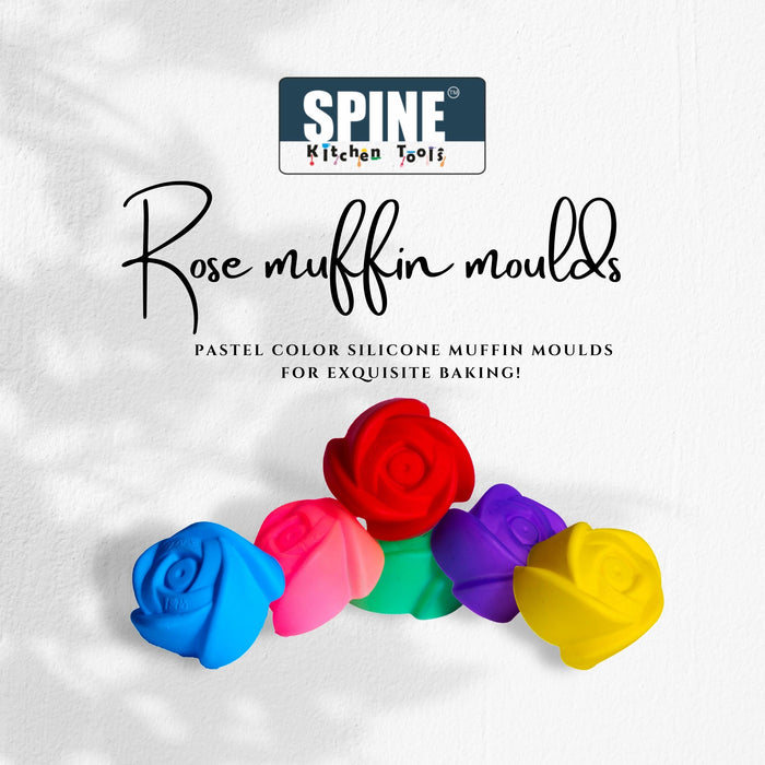 SPINE Silicone Rose Muffin Mould Set Of 6 Pieces