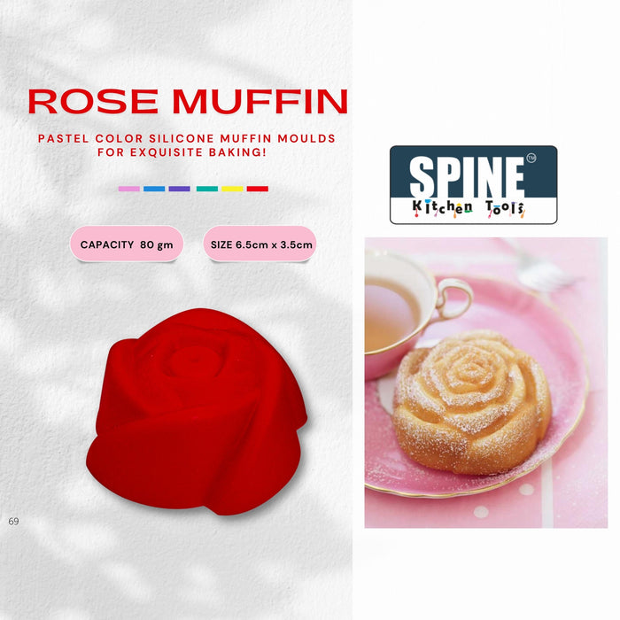 SPINE Silicone Rose Muffin Mould Set Of 6 Pieces