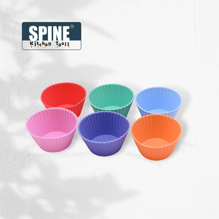 SPINE Silicone Round Muffin Mould Set Of 6 Pieces