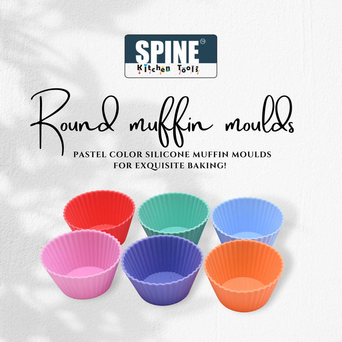 SPINE Silicone Round Muffin Mould Set Of 6 Pieces